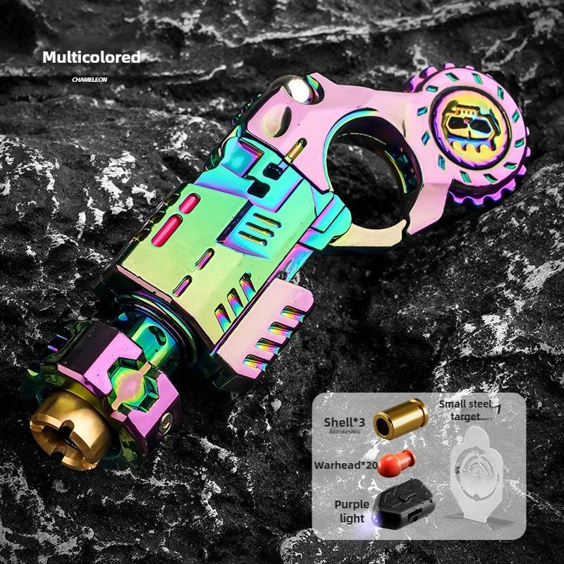 Shell-Ejecting Alloy Toy Pistol Set – Mini Finger Spinning Top Fidget & Sensory Desk Gadget for Teens