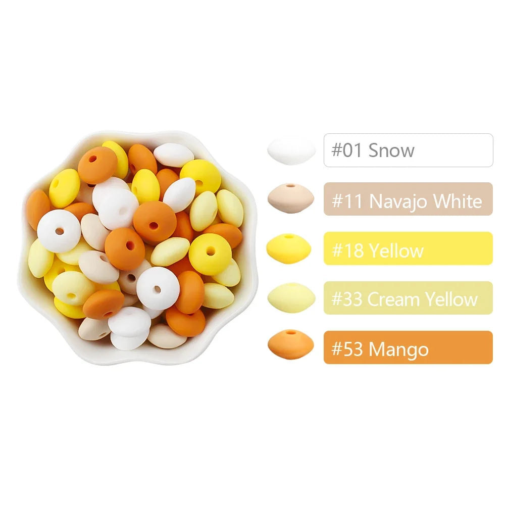 100/50/20Pcs Silicone Lentil Beads - 12mm BPA Free Loose Spacer Beads for DIY Jewelry Making Bracelets Necklaces Keychains
