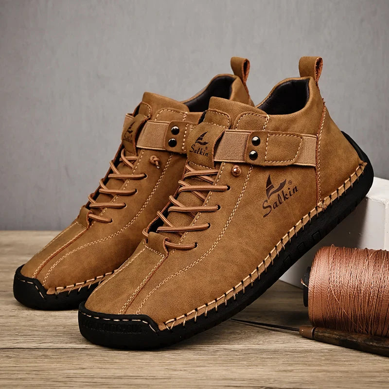 2024 Handmade Leather Casual Men’s Shoes - Breathable Sneakers & Ankle Boots for Outdoor Wear