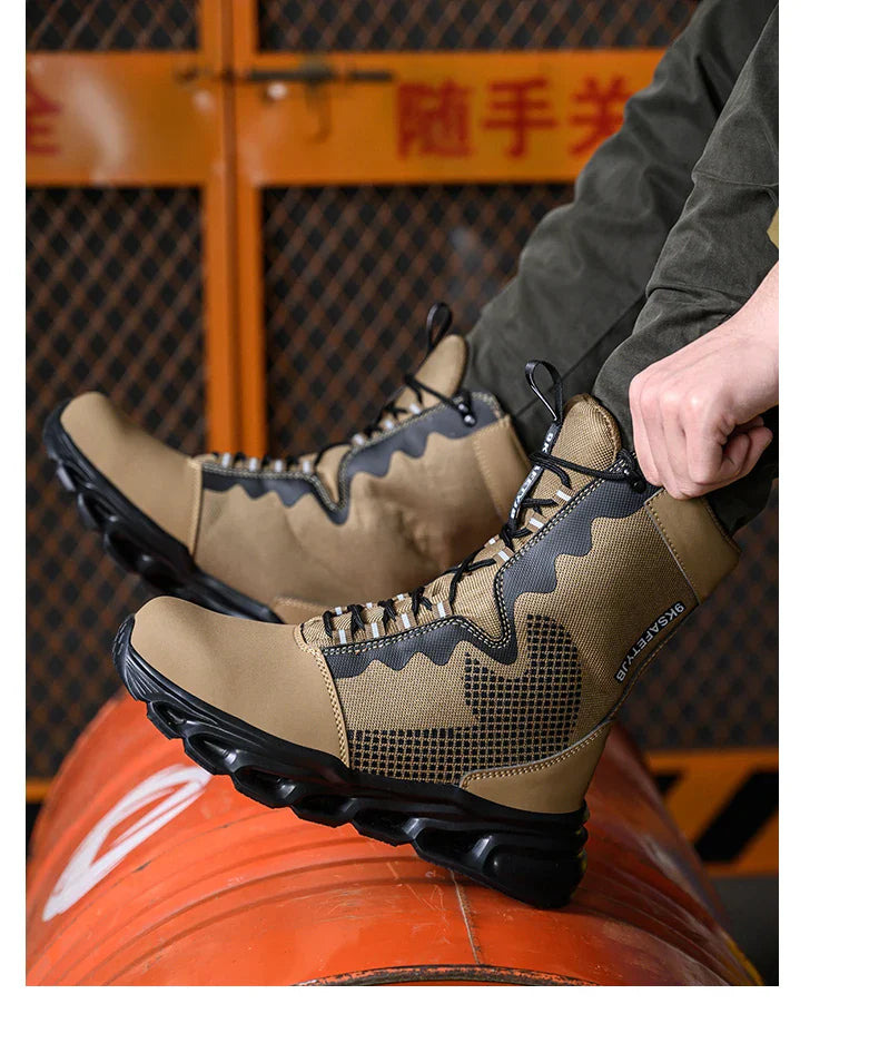 Men's Steel Toe Work Sneakers - Safety Shoes, Puncture-Proof Boots, Indestructible Lightweight Footwear for Security
