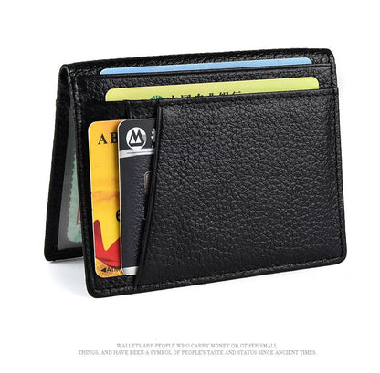 YUECIMIE Super Slim Leather Wallet – Genuine Mini Credit Card Holder, Thin Soft Purse for Men
