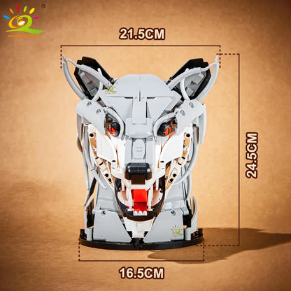 HUIQIBAO MOC Animal Head Building Blocks — Wolf, Deer & Eagle Wall Decor Sculpture Toy
