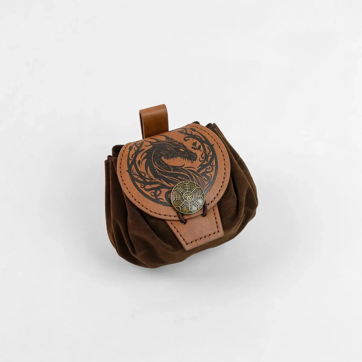 Medieval Faux Leather Waist Bag - Retro Drawstring Belt Pouch for Outdoor Wear, Cosplay and Coin Storage