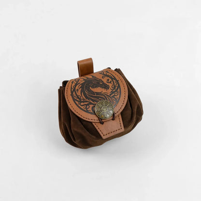 Medieval Faux Leather Waist Bag - Retro Drawstring Belt Pouch for Outdoor Wear, Cosplay and Coin Storage