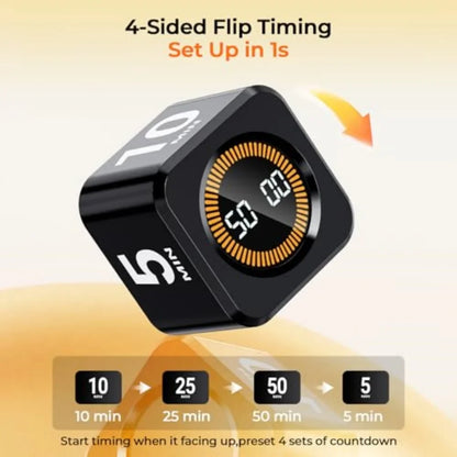 Rotating Pomodoro Timer Cube – Preset Flip Countdown Stopwatch for Study, Work, ADHD Focus, Kitchen & Productivity Tasks