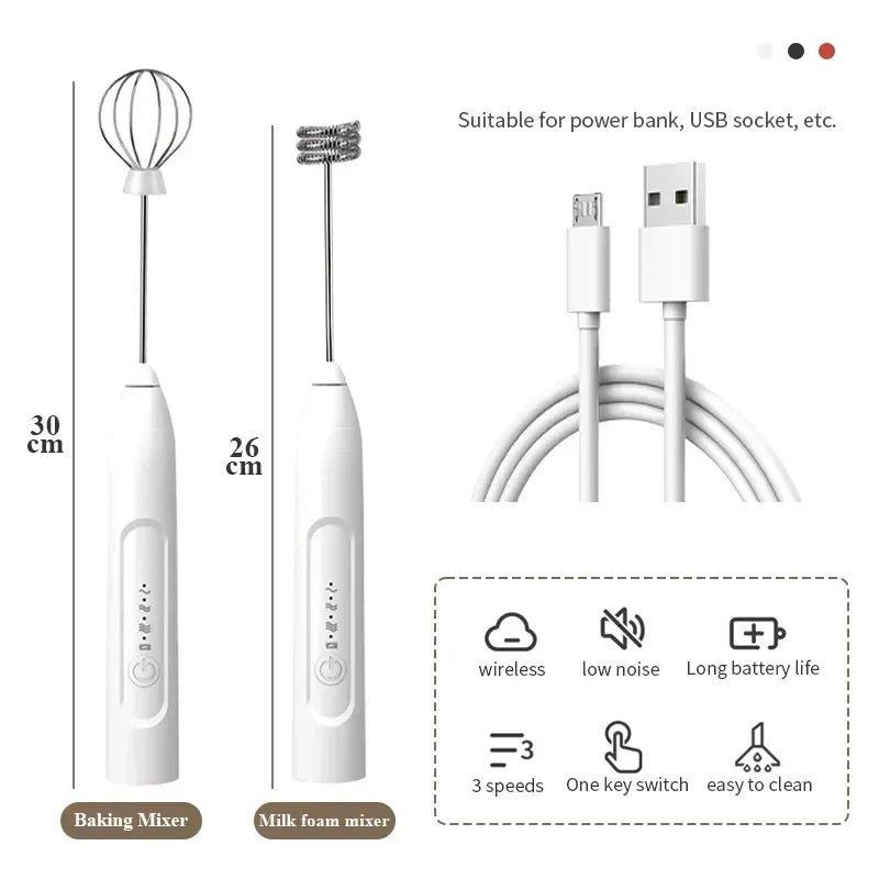 2-in-1 USB Rechargeable Electric Egg Beater and Mini Blender - Versatile Kitchen Gadget for Milk, Coffee, Whiskey Mixing, and Baking