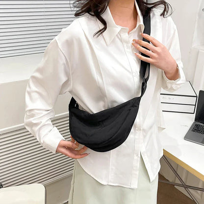 Nylon Hobo Chest Shoulder Bag – Large Capacity Half Moon Crossbody Messenger for Women, Travel & Everyday Use