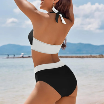 Floral Colour Block High Waist Bikini – Women's Two-Piece Swimsuit Teen Beachwear 2024 Trend