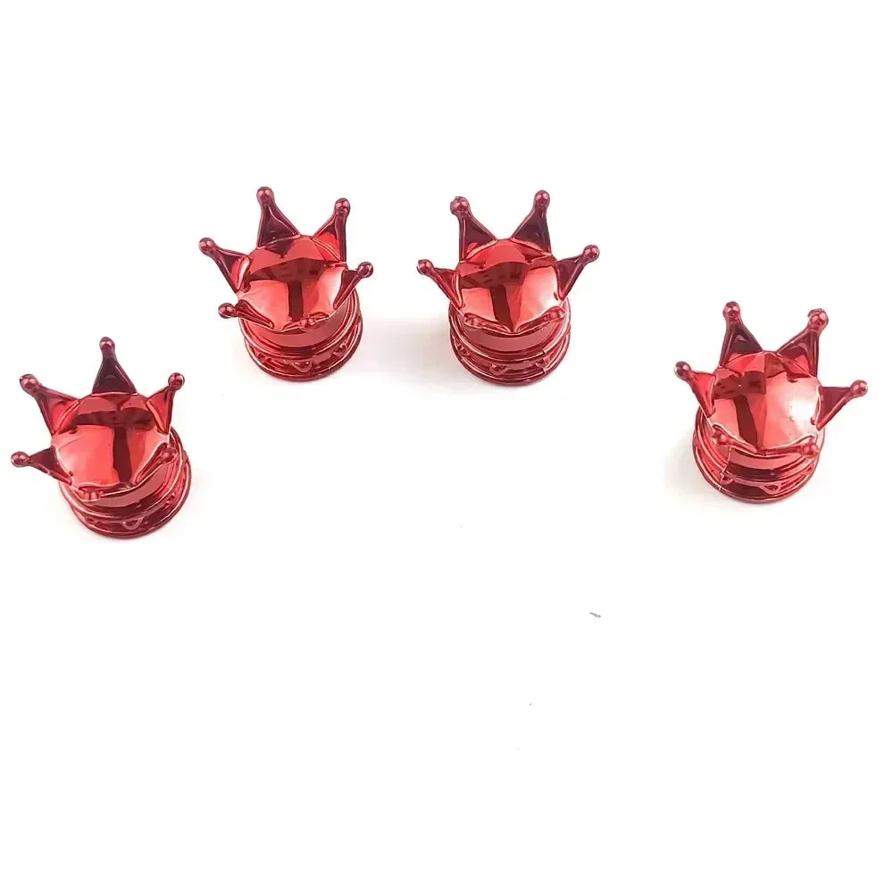 4 Pcs Crown Dice Car Wheel Tire Valve Caps - Universal Tyre Rim Stem Covers | Air Dust & Waterproof | Bling Accessories for Car & Motorcycle