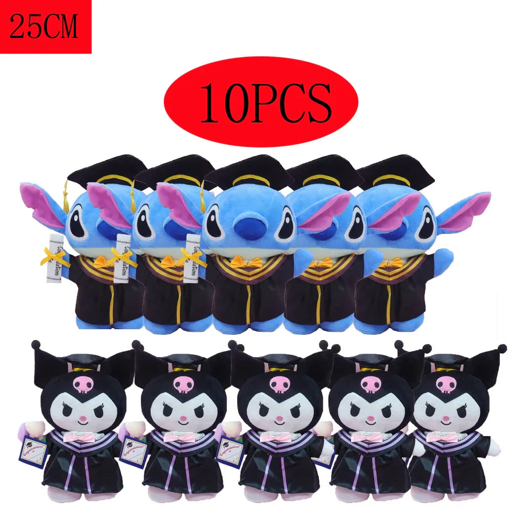 Anime Plush 25cm – Cinnamoroll, My Melody, Kuromi & Hello Kitty Kawaii Soft Stuffed Graduation Doll Gift