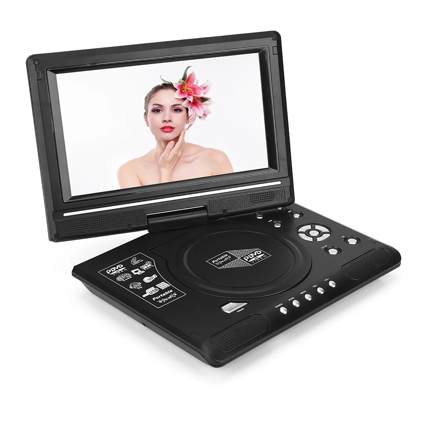 9 Inch Portable DVD Player - HD LCD Screen Media Player with Game Support, TV Function and FM Radio