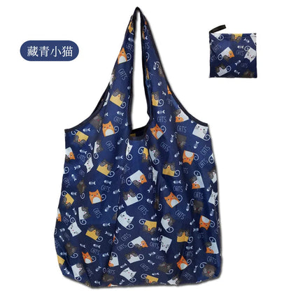 Large Foldable Reusable Shopping Tote Bag – Eco-Friendly Grocery & Beach Storage Shoulder Bag, Multi-Purpose Carry Pouch