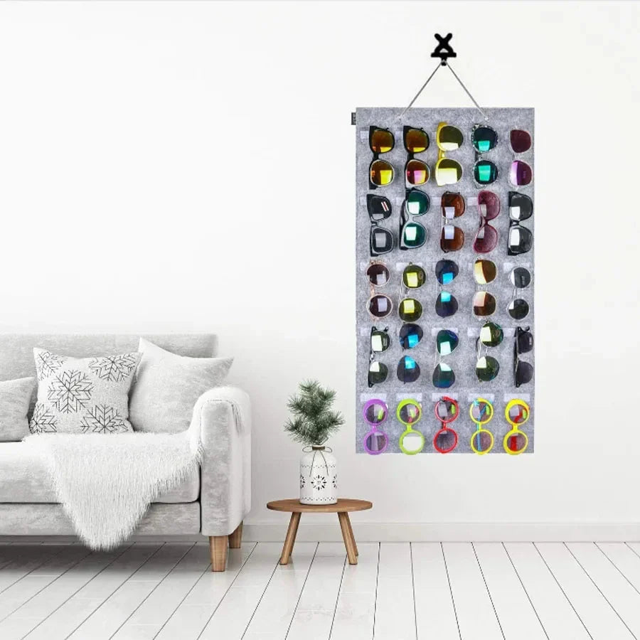 Sunglasses Felt Storage Hanging Bag – Wall & Door Mounted Sunglasses Organizer & Display Rack