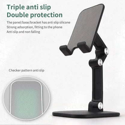 Foldable Desk Mobile Phone Holder: Adjustable Tablet Stand for iPhone, iPad - Flexible Three Sections Desktop Cell Smart