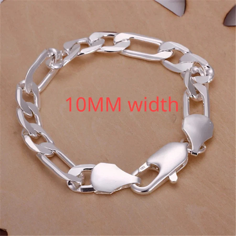 Fine 925 Sterling Silver Chain Bracelet – Solid Charm Jewelry for Women & Men, Party, Wedding & Fashion Gift
