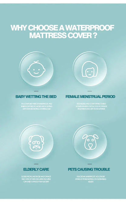Waterproof Mattress Protector with Zipper - Soft, Breathable & Noiseless Cover for Single, Double, Queen, or King Size Bed