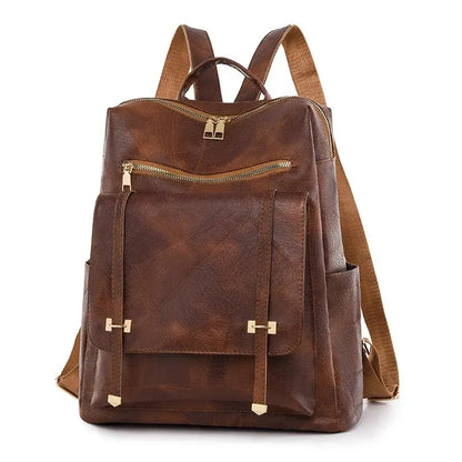 Vintage Women's Leather Backpack - Large Capacity, Daily Commute and Travel Bag, Perfect for Shopping