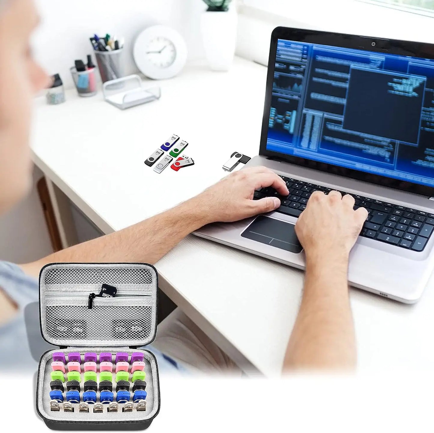USB Flash Drive and SD Card Case - Memory Card Holder for SD, SDXC, SDHC, Thumb Drives, Electronic Accessories Organizer