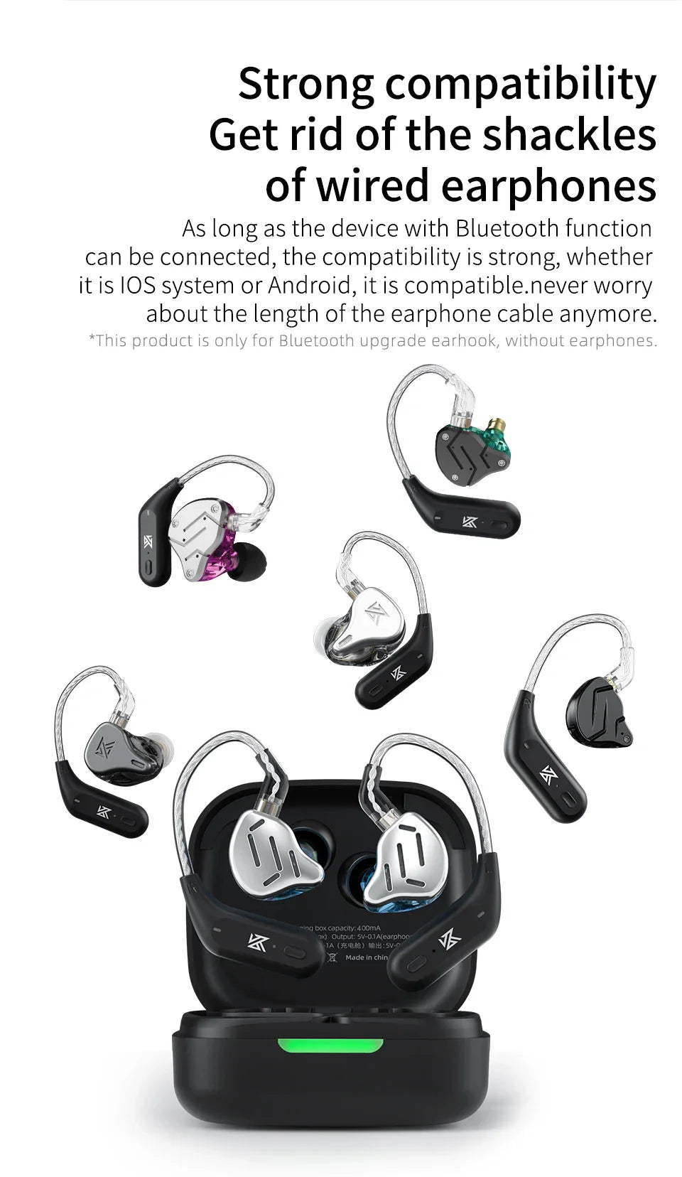 KZ AZ09 HD Bluetooth Earphones – Wireless HIFI Ear Hook Headset with Charging Case, Compatible with KZ EDXPRO ZSNPRO ZS10PRO