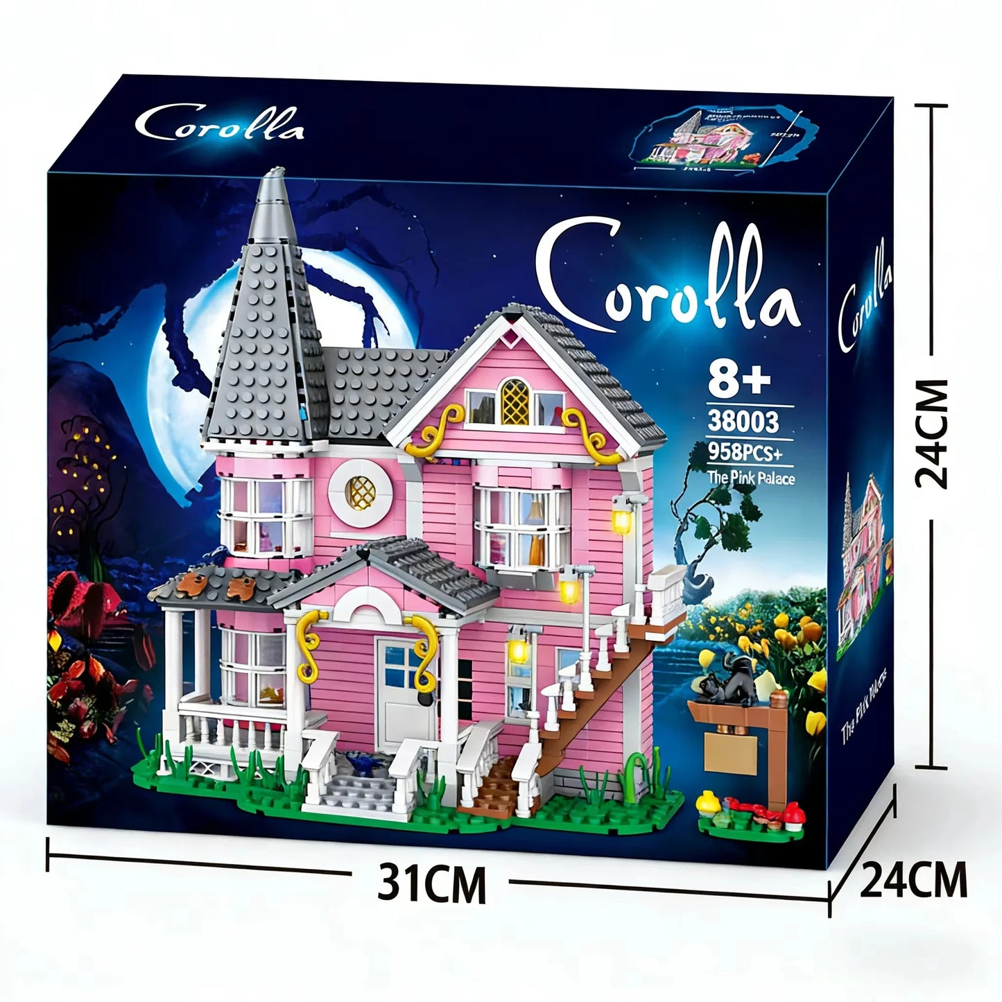 Pink Palace Building Blocks Set - Fantasy Haunted House Display Model for Movie Fans & Collectors