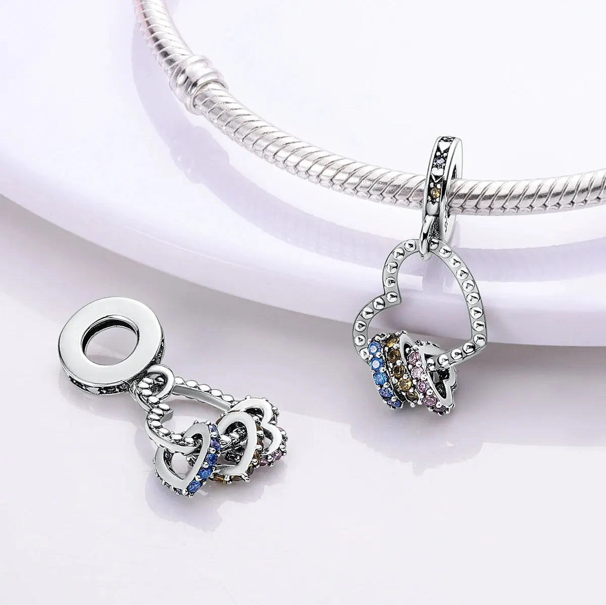 MULA Chameleon Silver-Plated Charm with Color-Changing Crystal Ball - DIY Snake Chain Bracelet Jewelry Gift for Women
