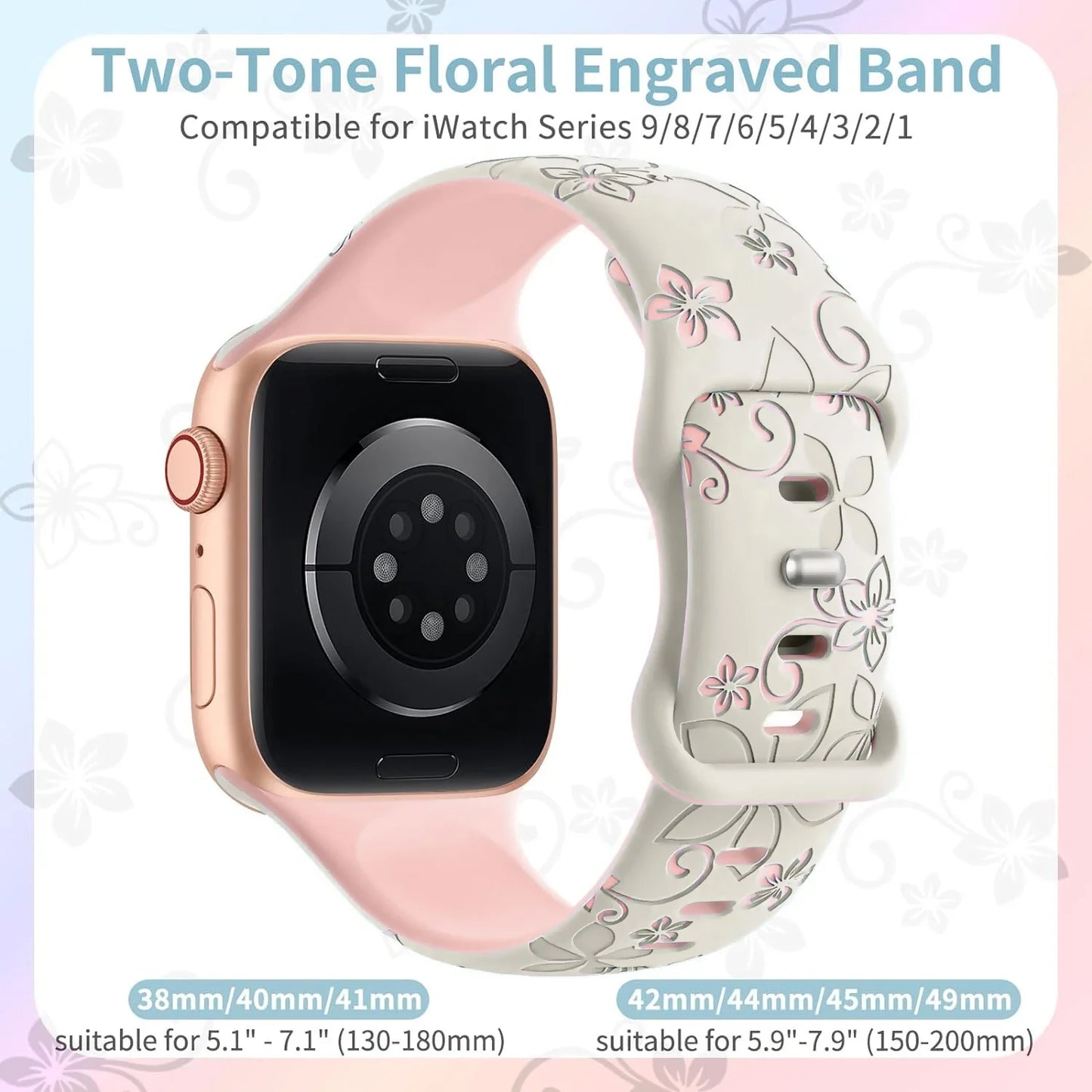 Engraved Silicone Strap for Apple Watch – Compatible with 38mm, 40mm, 41mm, 42mm, 44mm, 45mm, 49mm Models & iWatch Series 4-9, SE, Ultra