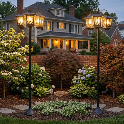73-Inch Solar Outdoor Light Pole – Dusk-to-Dawn, Metal Construction, Semi-Recessed Installation