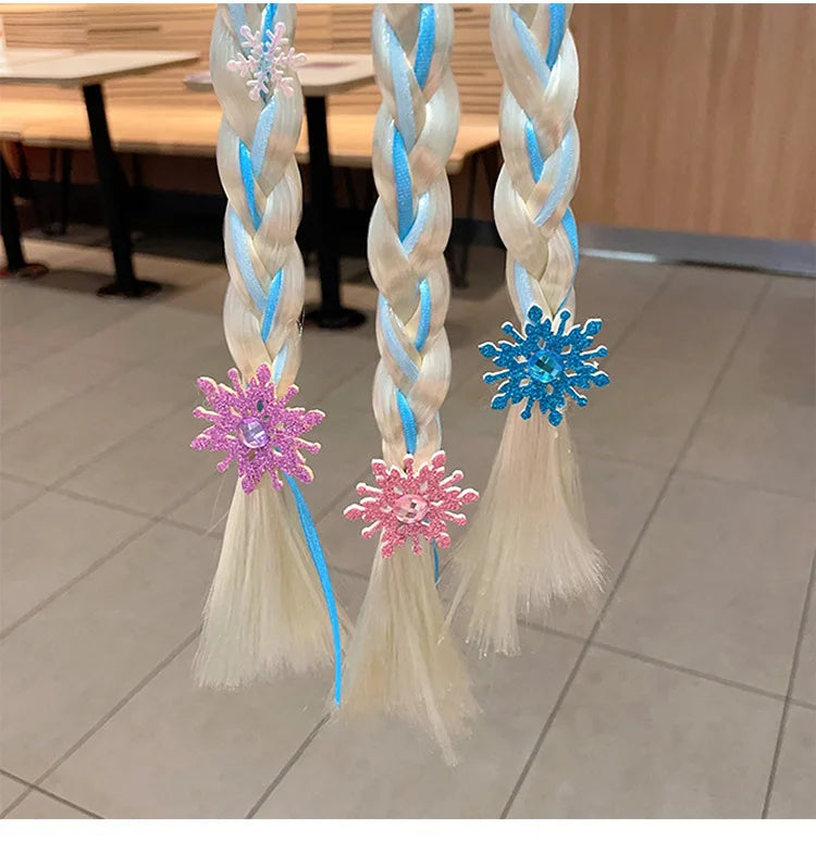 Disney Frozen Elsa Princess Wig & Braid Hairpin - Kawaii Hair Clip Accessories for Girls, Anime Cartoon Toy Gifts