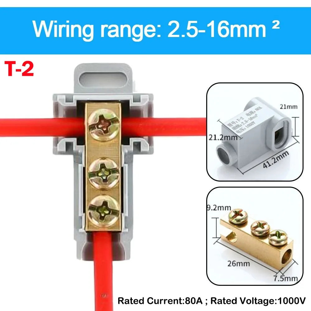 High Power Wire Splitter Connector — Brass Terminal Block for Large Current Electrical Splice