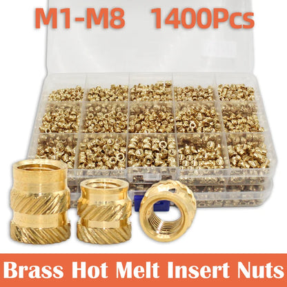 Brass Threaded Insert Nut Kit M2–M8 – Heat Set Knurled Copper Nuts for 3D Printing & Plastic Injection