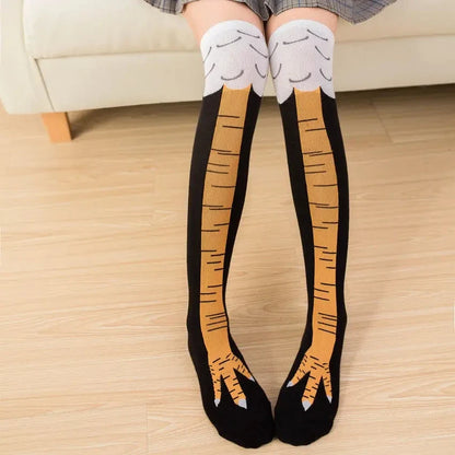 Funny Chicken Paw Stockings - Realistic Over-the-Knee Novelty Socks for Women