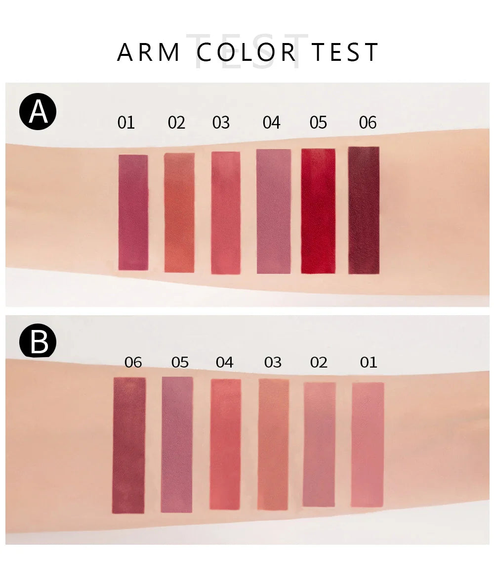 HANDAIYAN 6-Piece Matte Liquid Lipstick Set – Long-Lasting, Non-Stick Cup Lip Gloss Gift Box