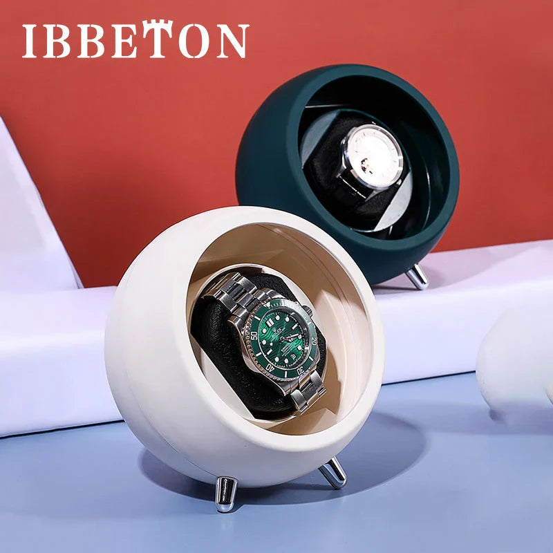 IBBETON Single Watch Winder – Automatic Storage Box with USB Cable & Battery, Mabuchi Mute Motor for Automatic Watches