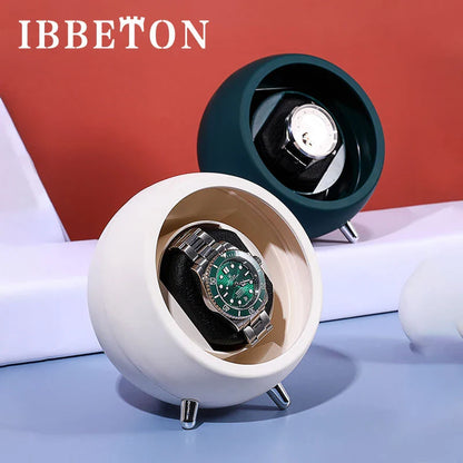 IBBETON Single Watch Winder – Automatic Storage Box with USB Cable & Battery, Mabuchi Mute Motor for Automatic Watches