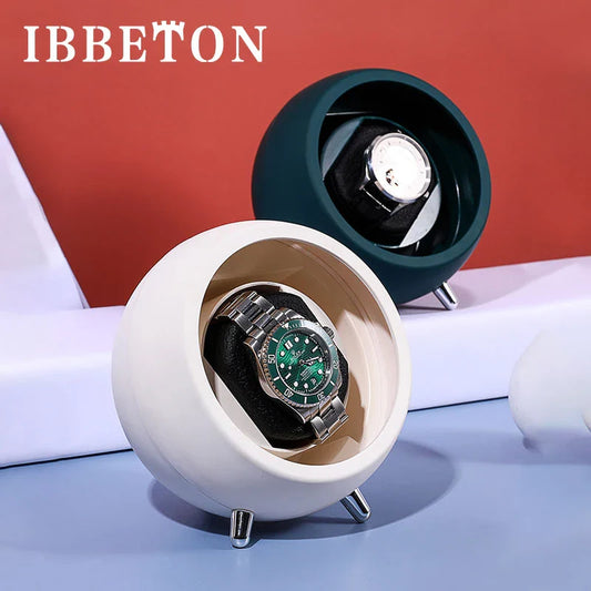 IBBETON Single Watch Winder – Automatic Storage Box with USB Cable & Battery, Mabuchi Mute Motor for Automatic Watches