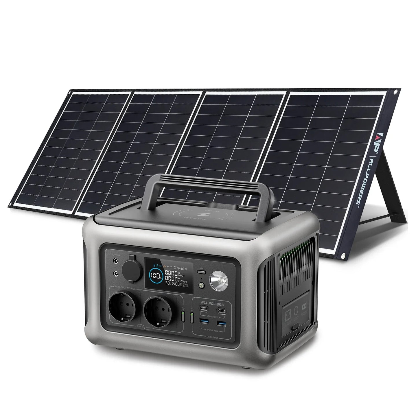 ALLPOWERS R600 Solar Generator - 600W, 299Wh LiFePO4 Portable Power Station with Optional Solar Panel and Solar Charger for Camping
