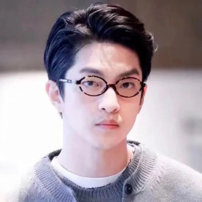 Zhang Yuan Vintage Oval Glasses — English Version Luminous Frame for Men & Women, Fashionable Bookworm Style Eyewear