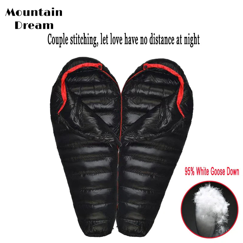 Winter Down Sleeping Bag for Adults – Mummy Style White Goose Down, Warm & Three-Season Camping Bag