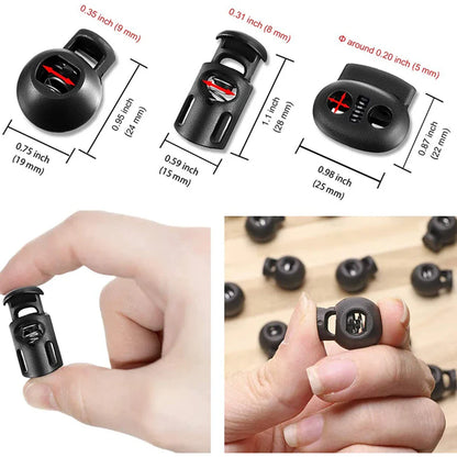 50pcs Plastic Cord Lock Toggle – DIY Spring Stopper for Lanyards, Drawstrings, Shoelaces & Clothing
