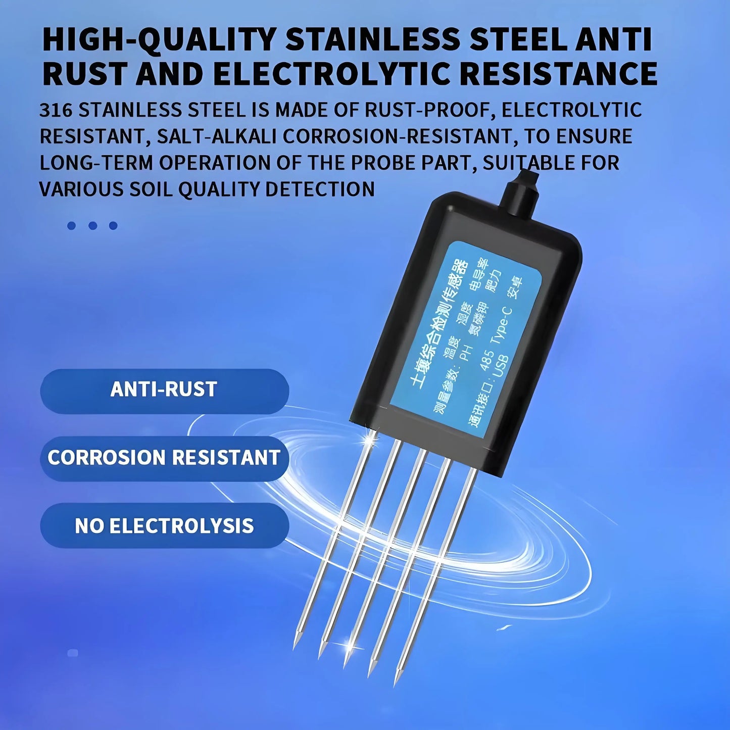 USB Soil Integrated Transmitter Sensor – Temperature, Humidity, EC, pH & NPK Agriculture Soil Tester Detector