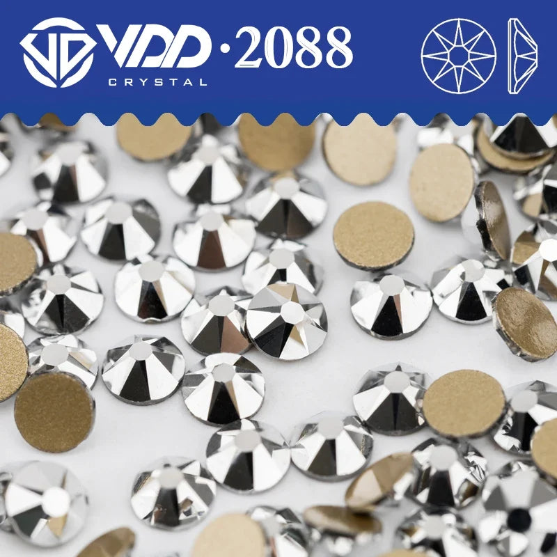 VDD AAAAA Crystal Flatback Rhinestones - SS16-SS30 16-Cut Gems for DIY Crafts & Nail Art Decoration