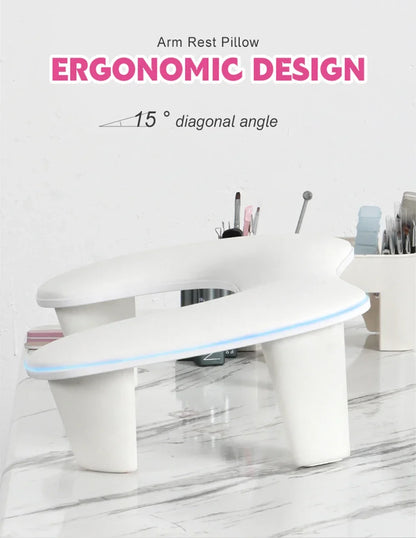 U-Shaped Nail Arm Rest Pillow with Detachable Brackets – Manicure Hand Rest for Nail Salon
