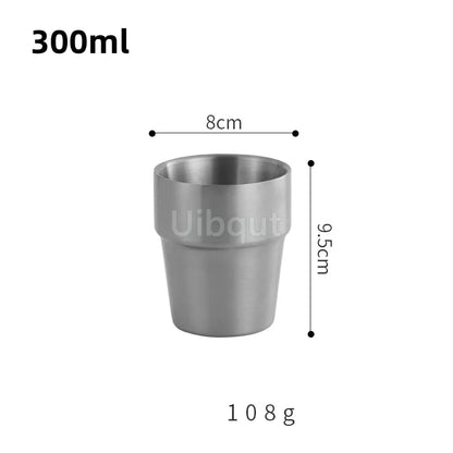 Double-Layer Stainless Steel Scald-Proof Tea & Coffee Mug – Hot Wine Cup Drinkware for Home, Restaurant & Kindergarten Use