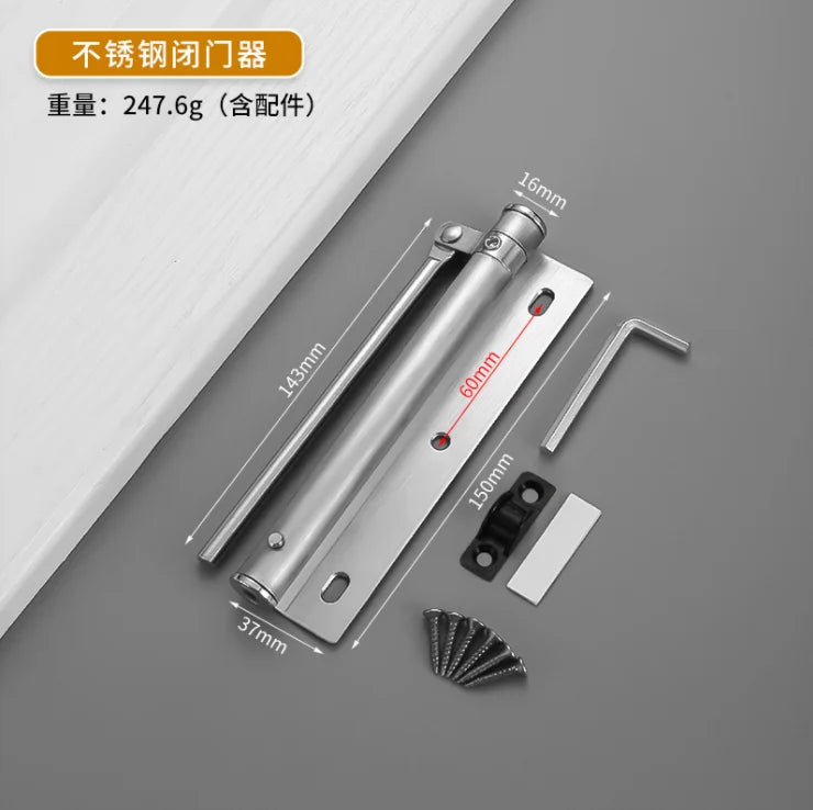 Adjustable Door Closer - Aluminum Alloy Automatic Spring Soft Close, Fire-Proof Heavy Duty Hardware