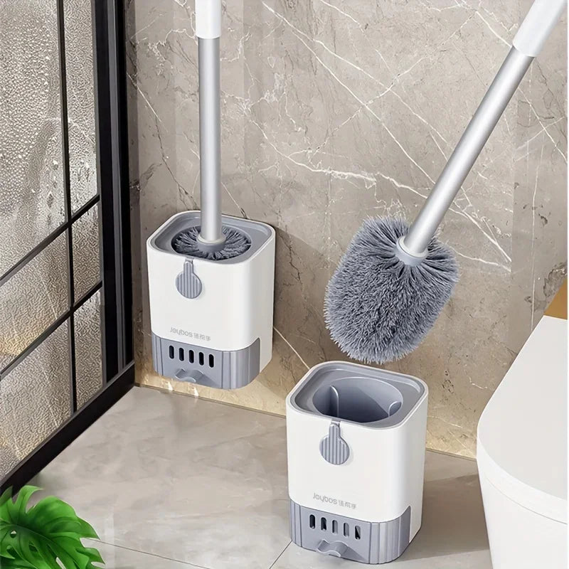 Wall-Mounted Toilet Brush Set – Long Handle Flexible Bathroom Cleaning Tool with Holder