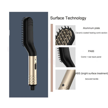 Electric Hot Comb Straightener: Negative Ion Heating Brush for Quick Beard Hair Styling - Wet/Dry Use, Men's Hair Styler