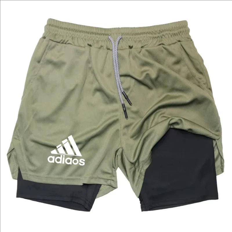 Men’s 2-in-1 Compression Running Shorts – Breathable Mesh Quick-Dry Gym Fitness Training Sports Shorts for Summer Workout