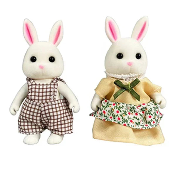 Simulation Forest Rabbit Family Playset – Mini DIY Rabbit & Bear Figure Toys for Kids Gifts