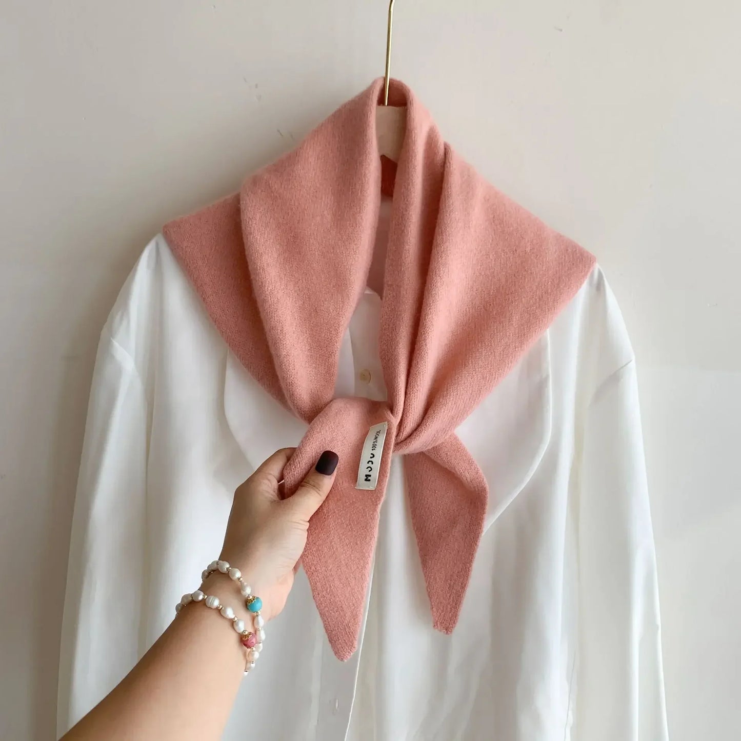 Women’s Wool Triangle Scarf – British Korean Knitted Headscarf & Warm Multi-Functional Wrap