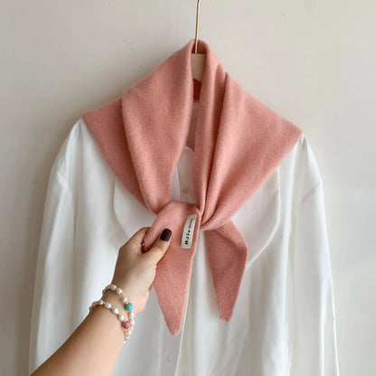 Women’s Wool Triangle Scarf – British Korean Knitted Headscarf & Warm Multi-Functional Wrap